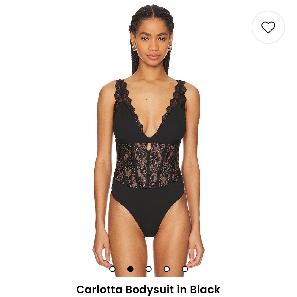 Carlotta boned bodice Bodysuit -Black- Gusset snap button closure w/ thong back